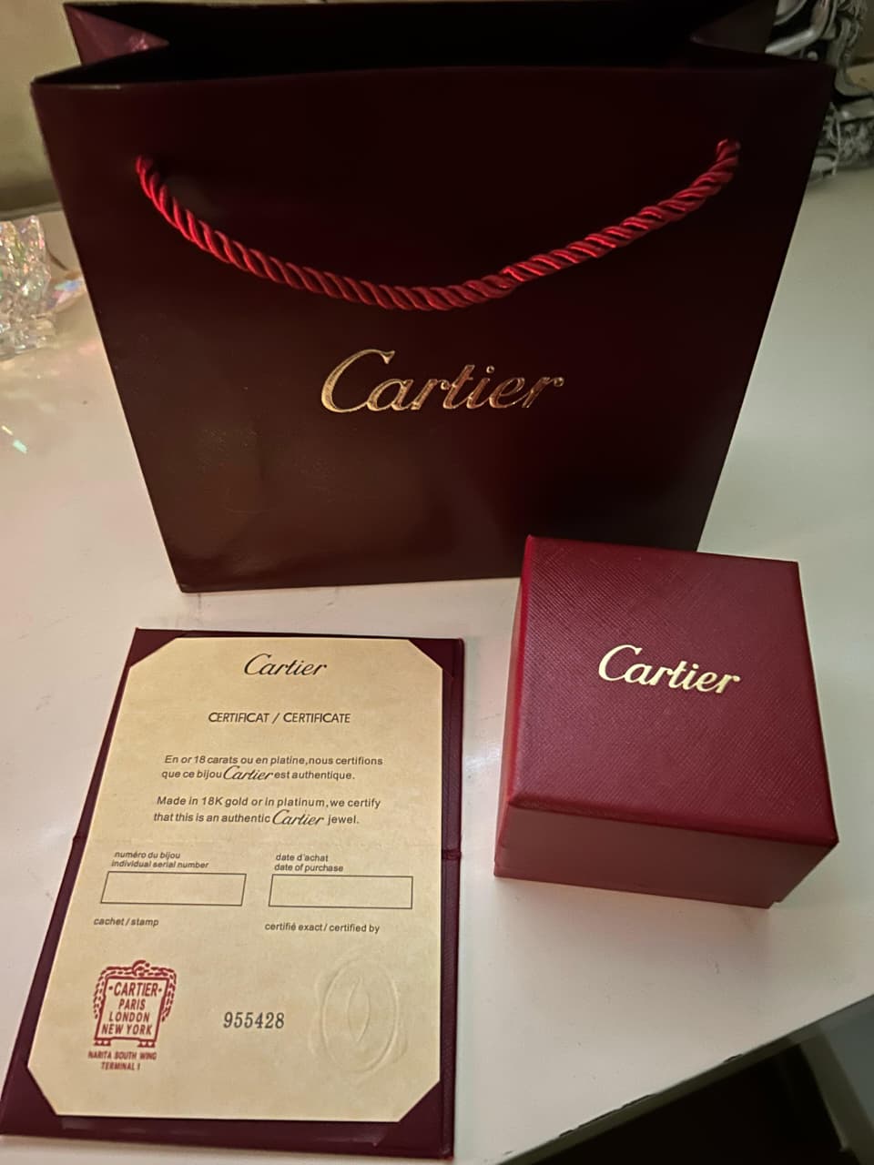Caixa de anel Kit embalagem Original Cartier
