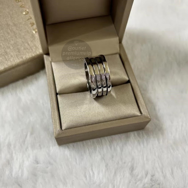 Anel bvlgari Ouro branco bzero1 molas flexiveis