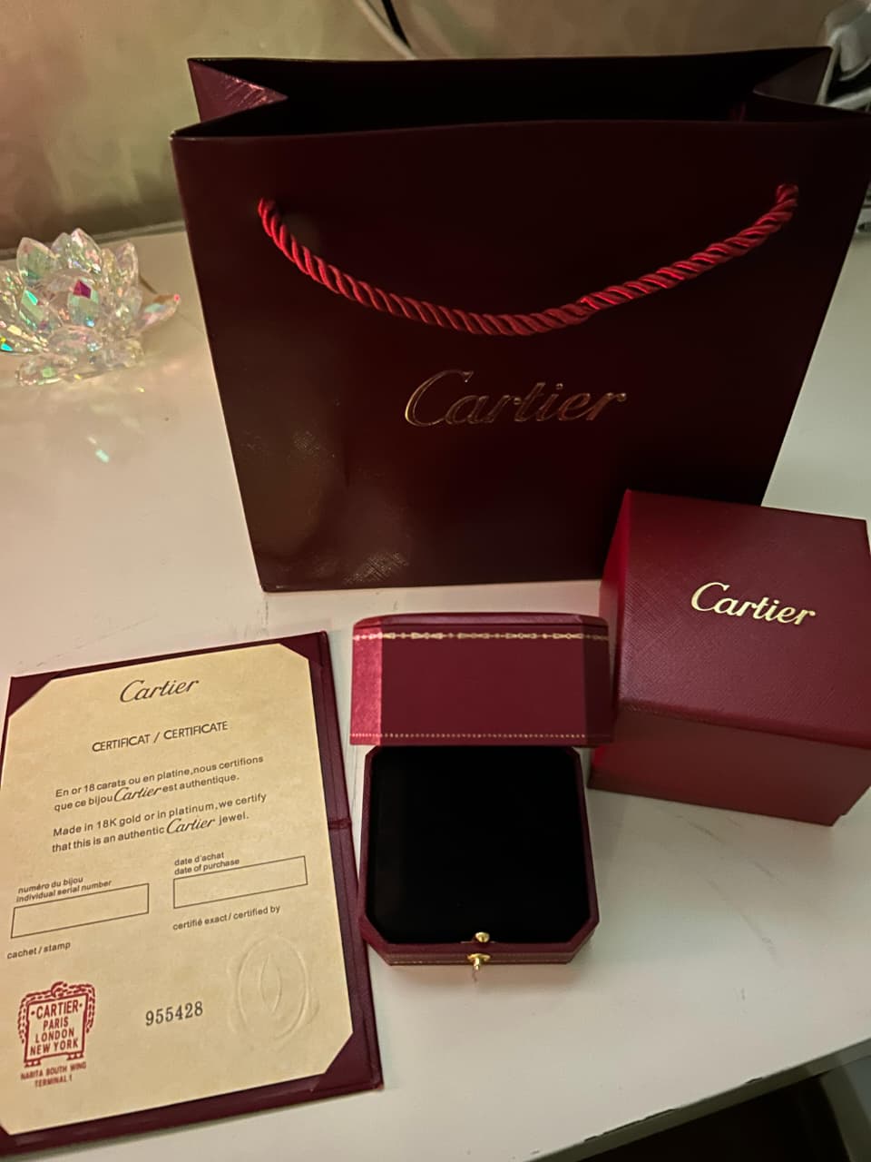 Caixa de anel Kit embalagem Original Cartier