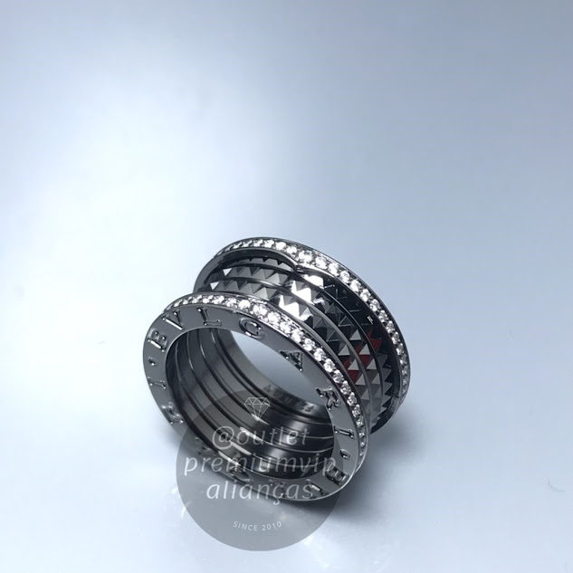 Anel Bvlgari Rock Preto Luxo