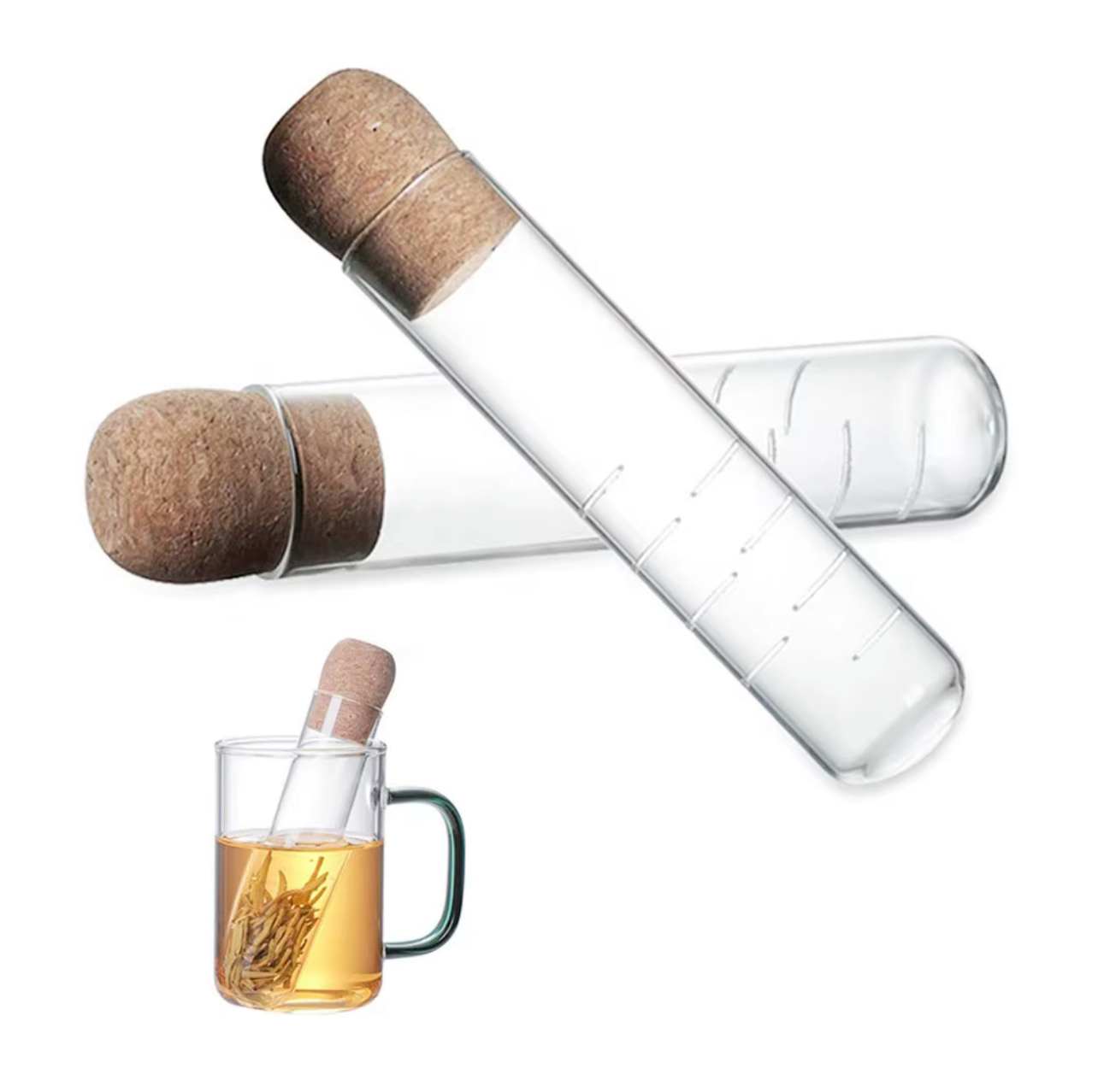Glass Tube Tea Infuser with Cork Lid