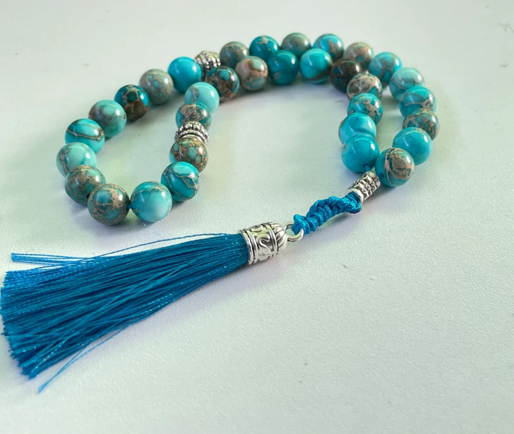 33 Natural Lake Blue Sea Sediment Jasper Tasbih | Masbaha