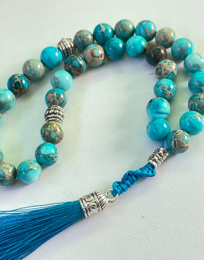 33 Natural Lake Blue Sea Sediment Jasper Tasbih | Masbaha 