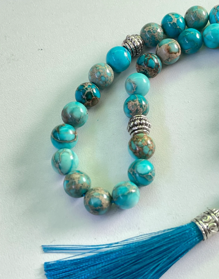 33 Natural Lake Blue Sea Sediment Jasper Tasbih | Masbaha 