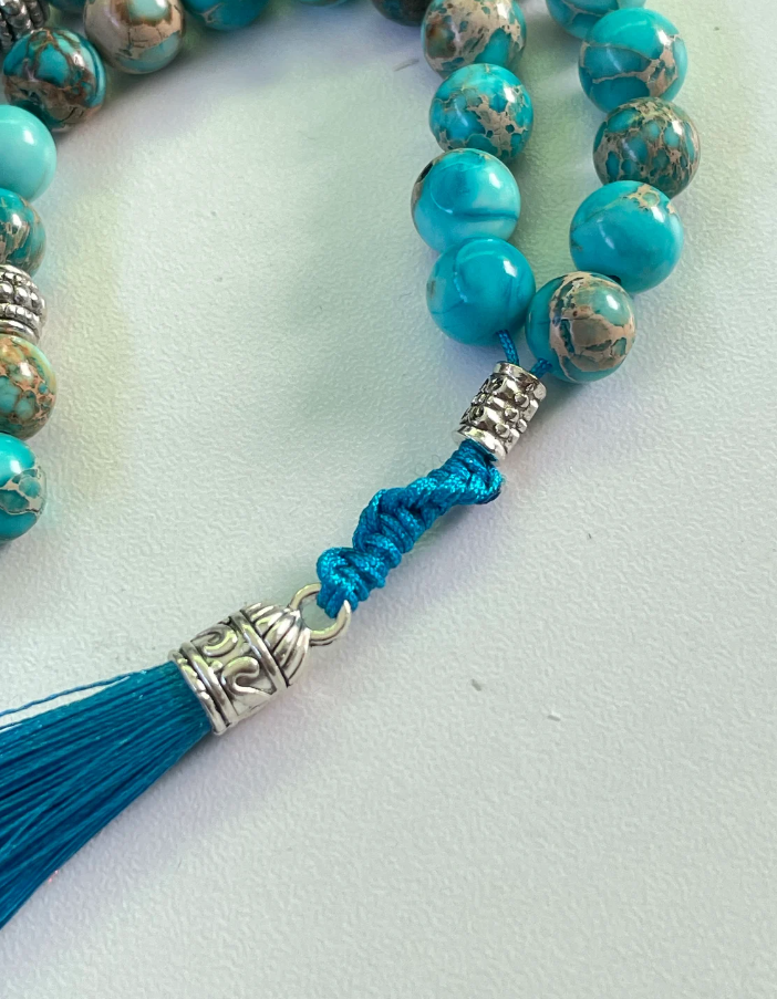 33 Natural Lake Blue Sea Sediment Jasper Tasbih | Masbaha 