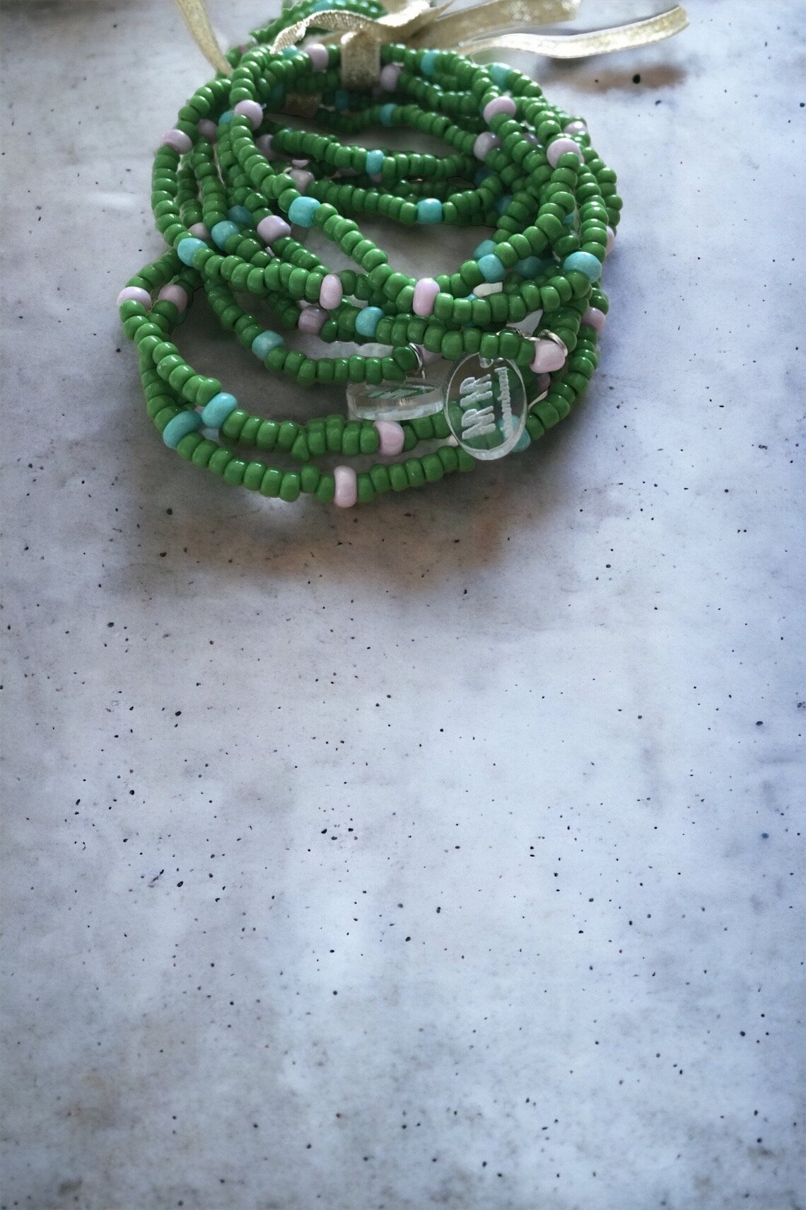 3 pack - Green, Pink and Cayan Seed Bead Bracelet