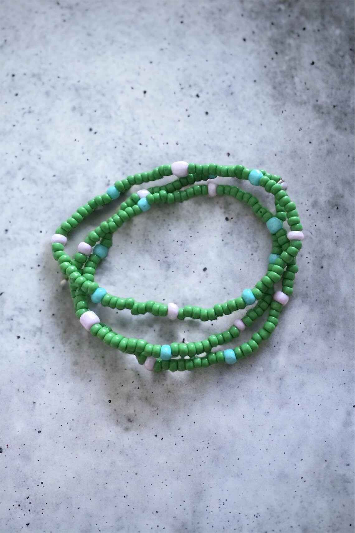 3 pack - Green, Pink and Cayan Seed Bead Bracelet