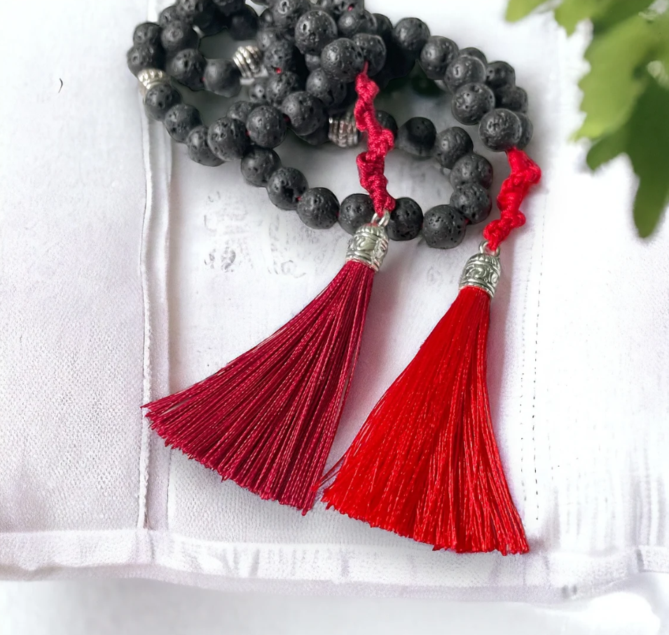 33 Black Volcanic Lava and Red Masbaha | Tasbih