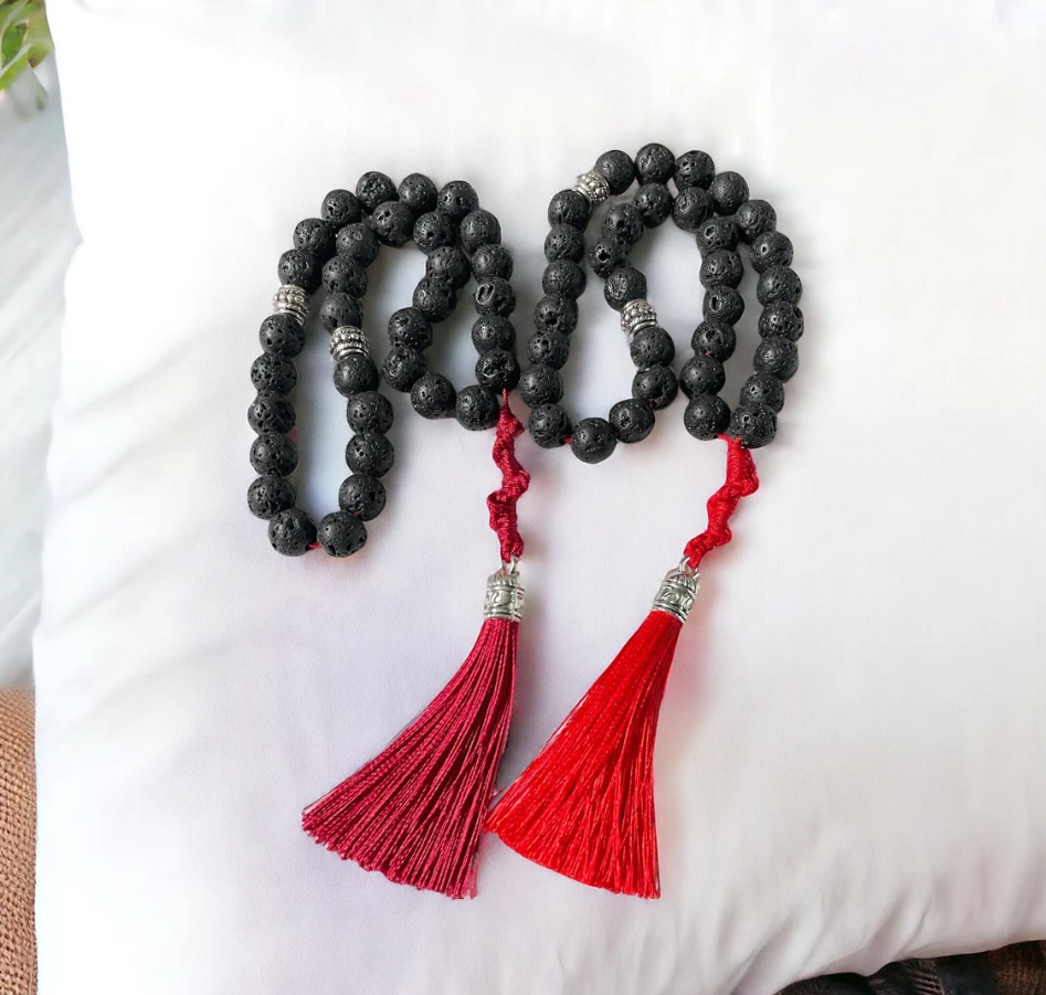 33 Black Volcanic Lava and Red Masbaha | Tasbih