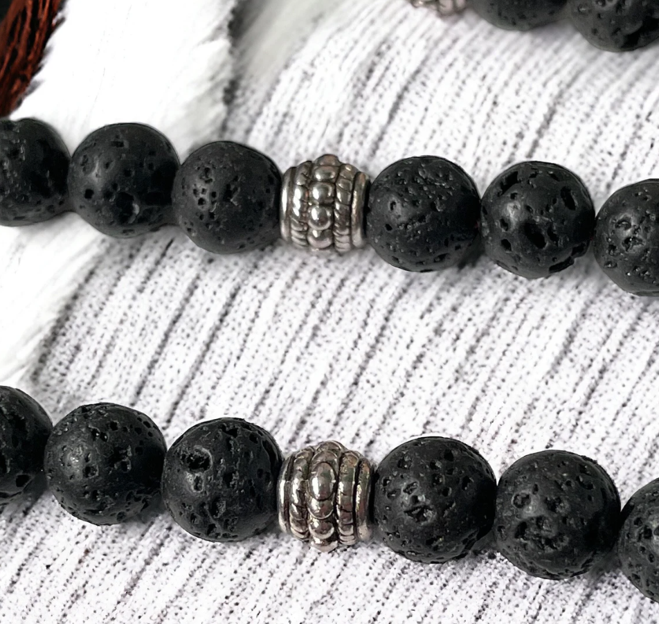 33 Black Volcanic Lava and Red Masbaha | Tasbih