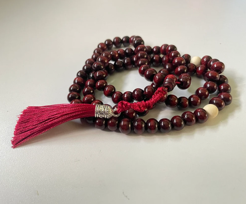 99 Dark Red and White Wood Tasbih | Masbaha