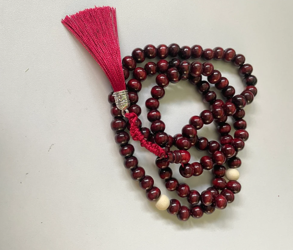 99 Dark Red and White Wood Tasbih | Masbaha
