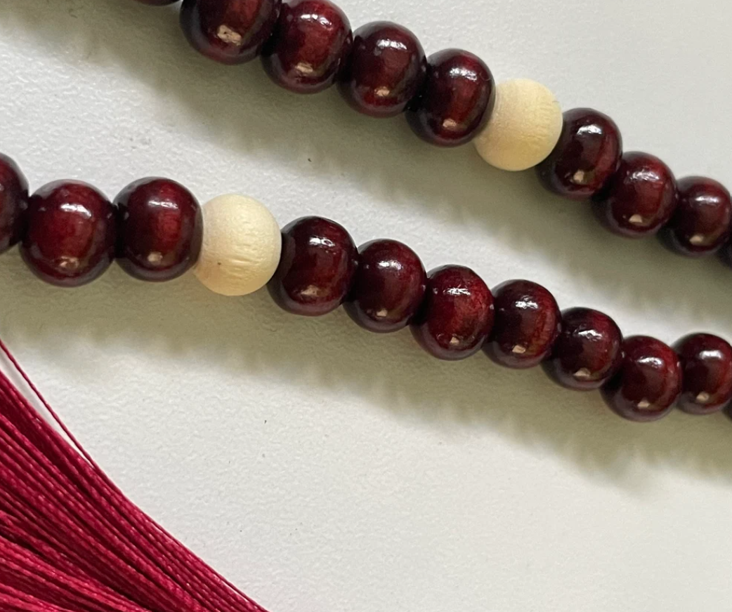 99 Dark Red and White Wood Tasbih | Masbaha