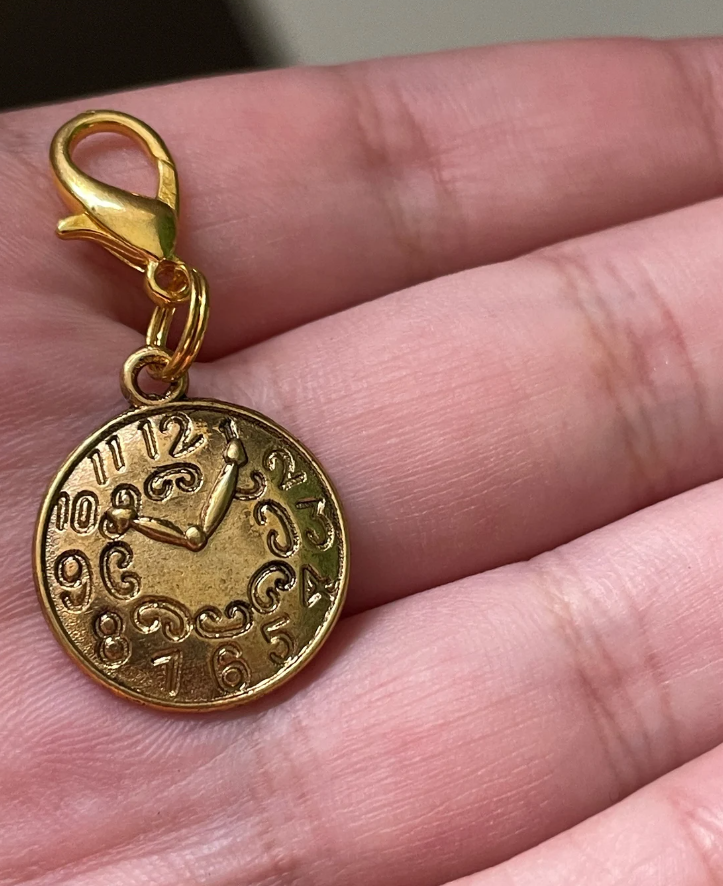 Antique Gold Cupped Clock Charm Stitch Marker | Charm Bracelet addition | Key Chain addition