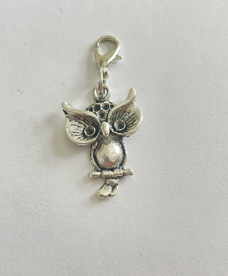 Silver Big Eye Owl Charm Stitch Marker | Charm Bracelet addition | Key Chain addition