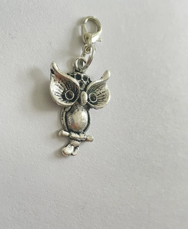Silver Big Eye Owl Charm Stitch Marker | Charm Bracelet addition | Key Chain addition