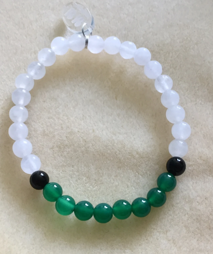 Black and Green Onyx and White Snow Quartz Bracelet