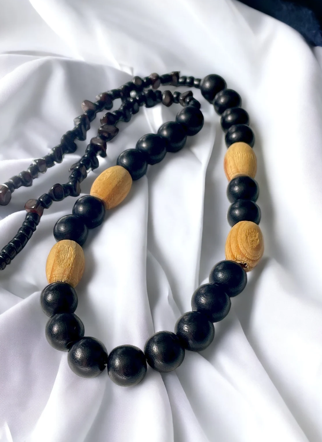 Black and Natural Wooden Necklace