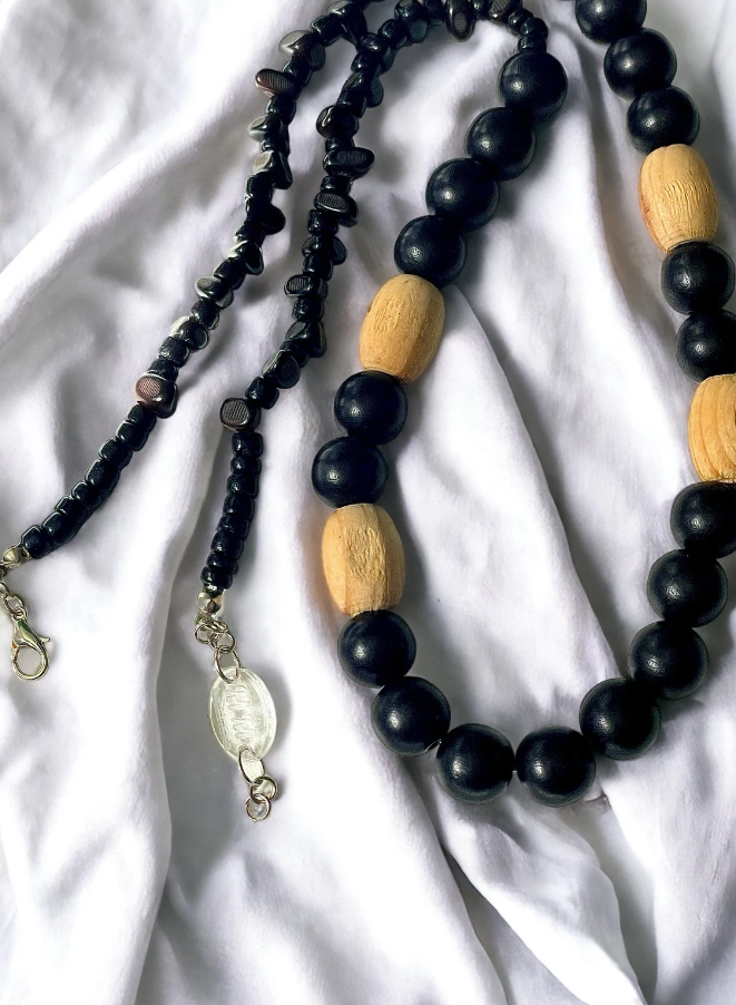 Black and Natural Wooden Necklace