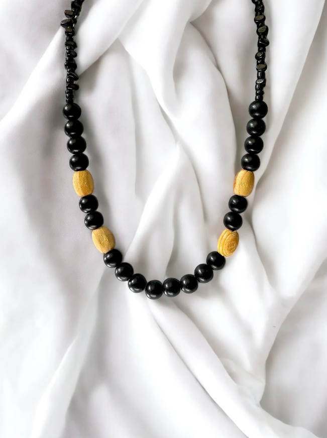 Black and Natural Wooden Necklace
