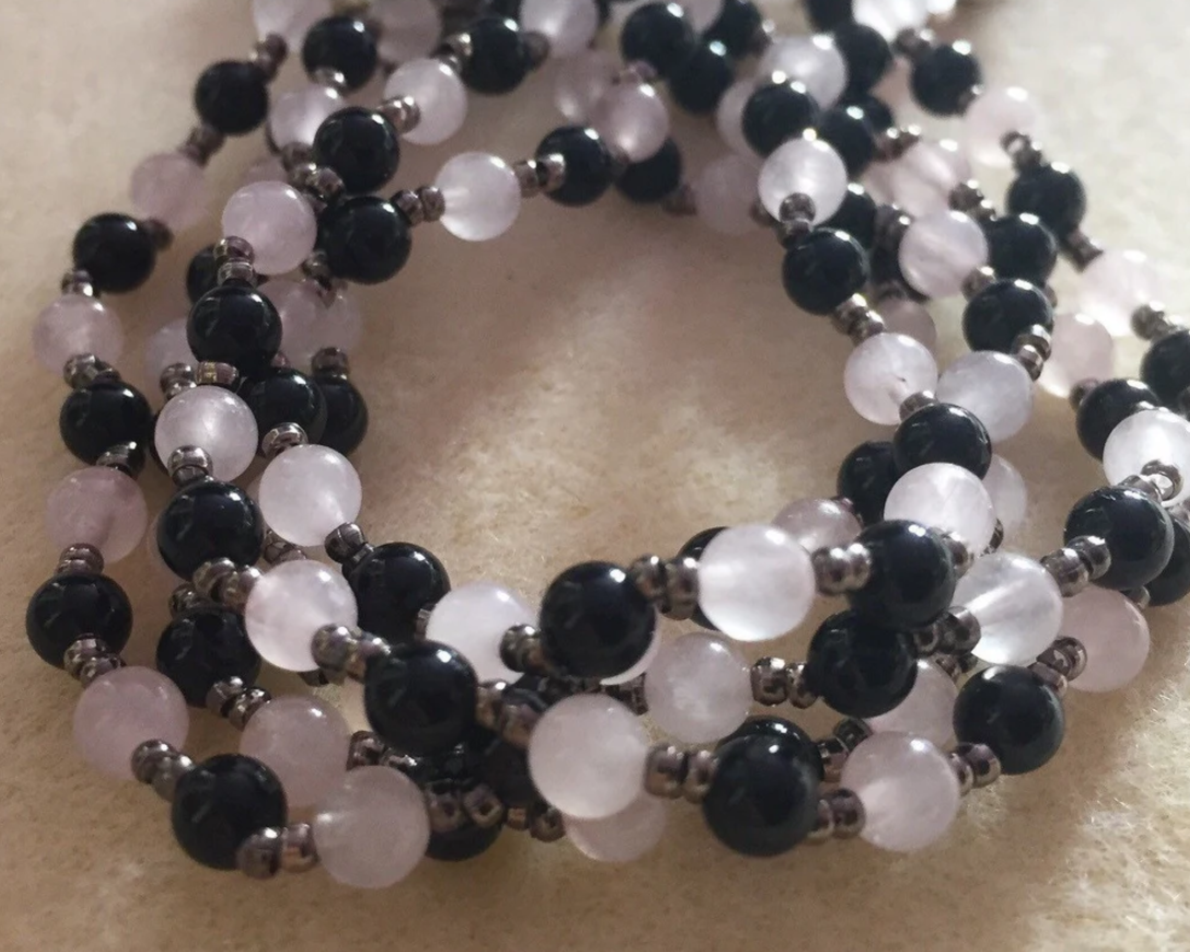 Black Onyx and Rose Quartz Bracelet