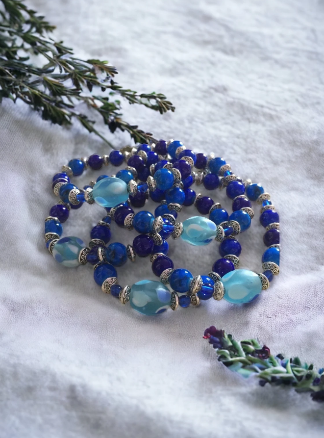 Blue and Purple Lampwork Bracelet