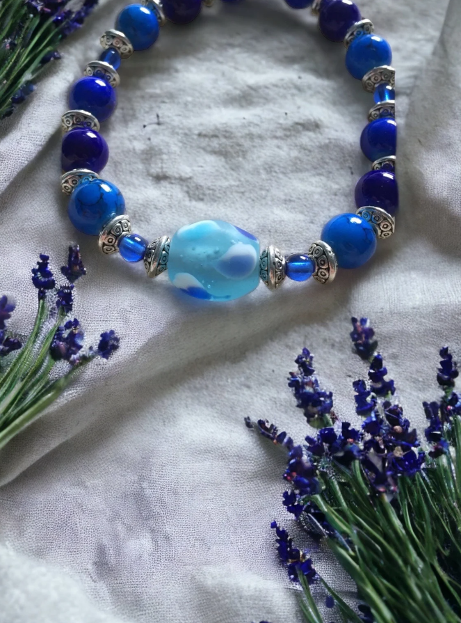 Blue and Purple Lampwork Bracelet 