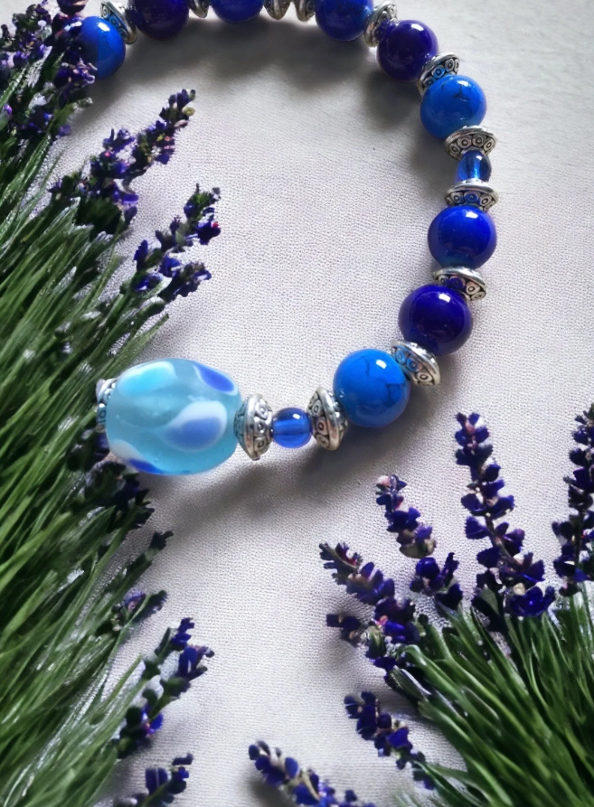Blue and Purple Lampwork Bracelet 