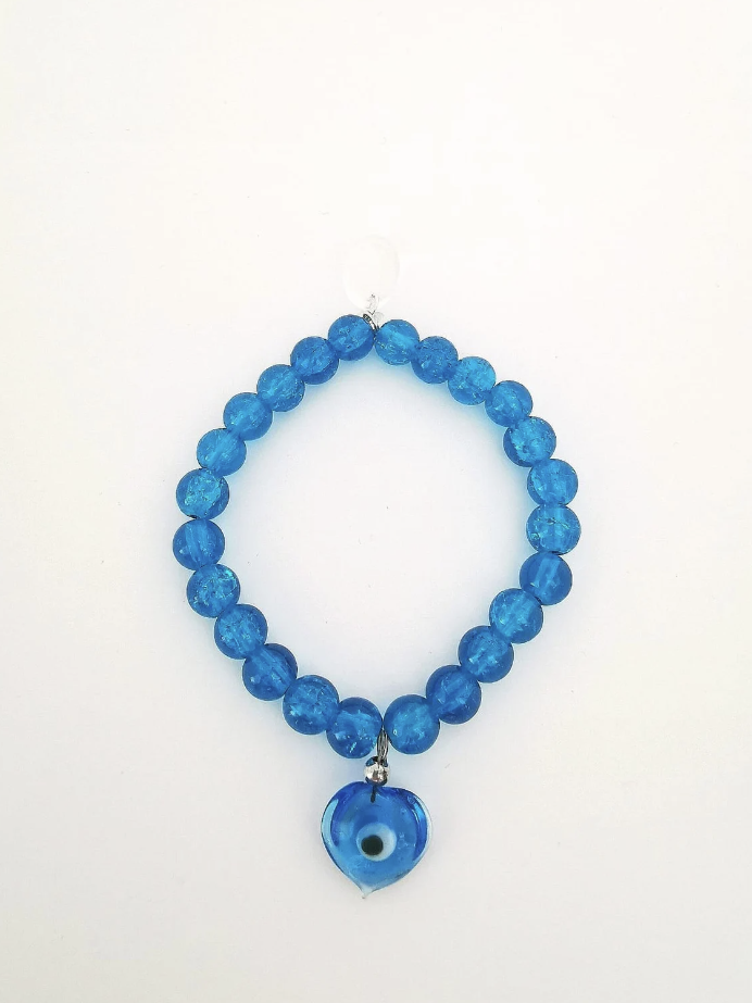 Blue Glass Evil Eye Charm Bracelet