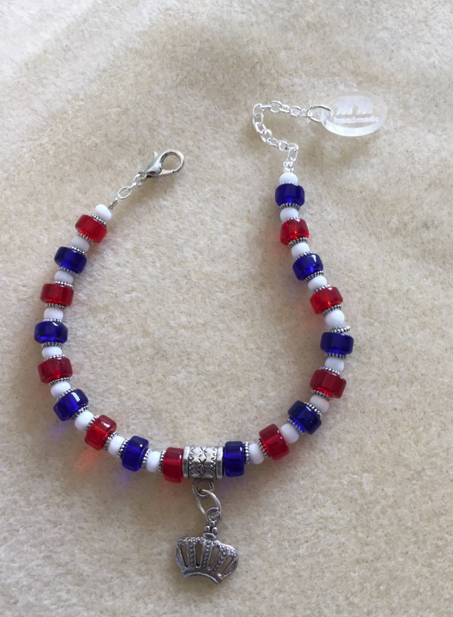 British Pride - Red, White and Blue Crown Charm Bracelet