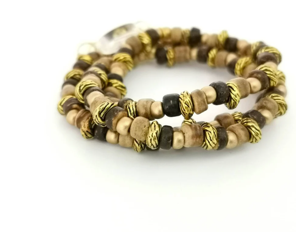Brown and Gold Coconut Bracelet