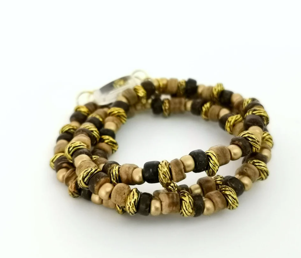 Brown and Gold Coconut Bracelet