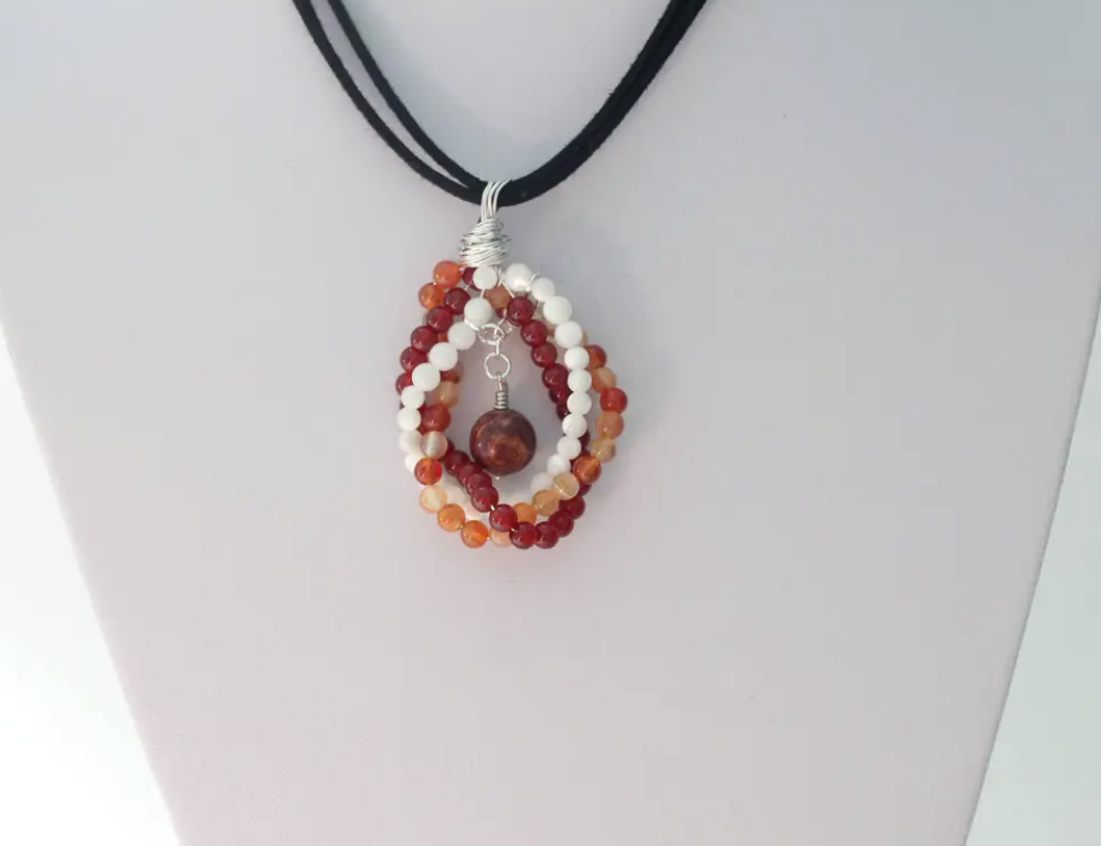 Carnelian, Mother of Pearl & Picasso Jasper Necklace