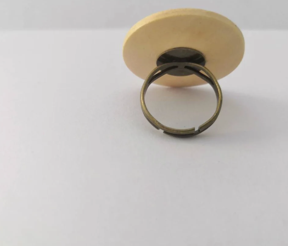 Chunky Colourful Button Adjustable Brass Ring