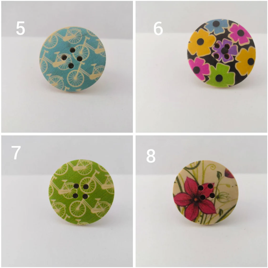Chunky Colourful Button Adjustable Brass Ring