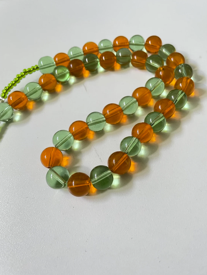 Chunky Green and Yellow Glass Necklace
