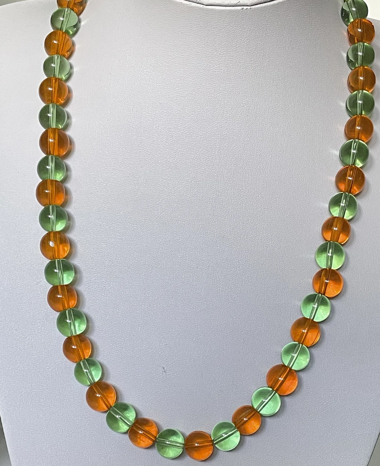 Chunky Green and Yellow Glass Necklace