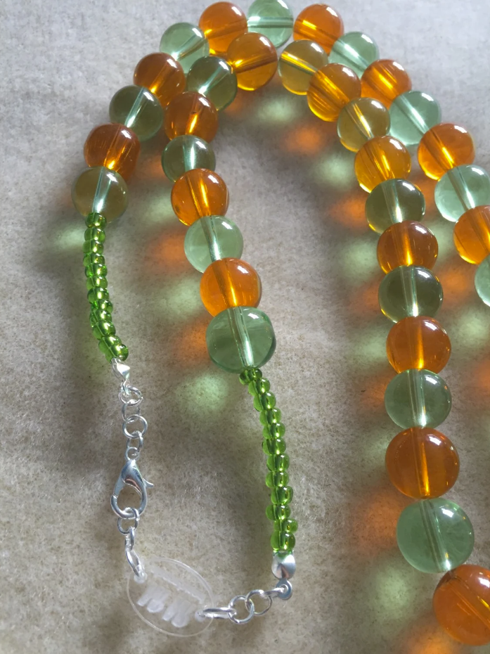 Chunky Green and Yellow Glass Necklace