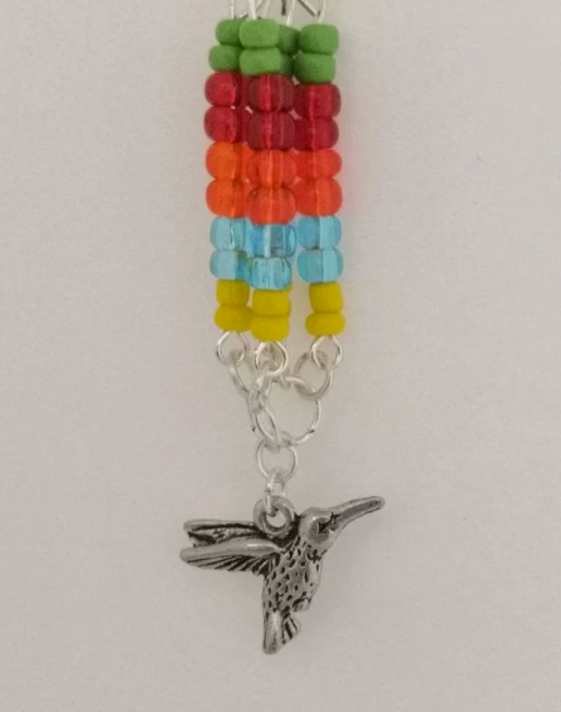 Colourful Bird in Flight Dangle Drop Earrings