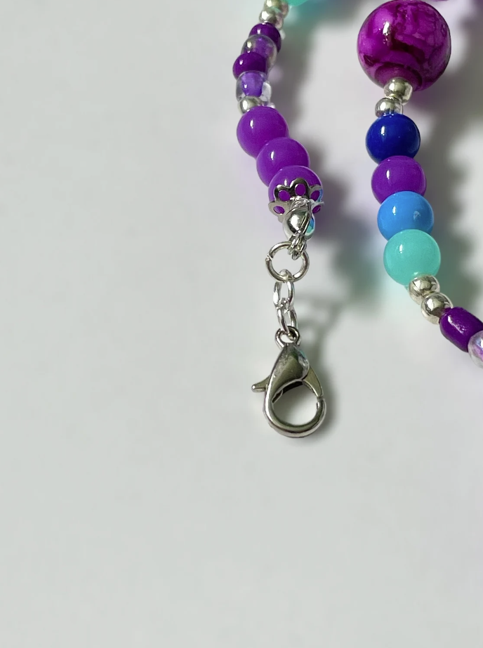 Purple, Green and Blue Feather Pendants Charms Necklace