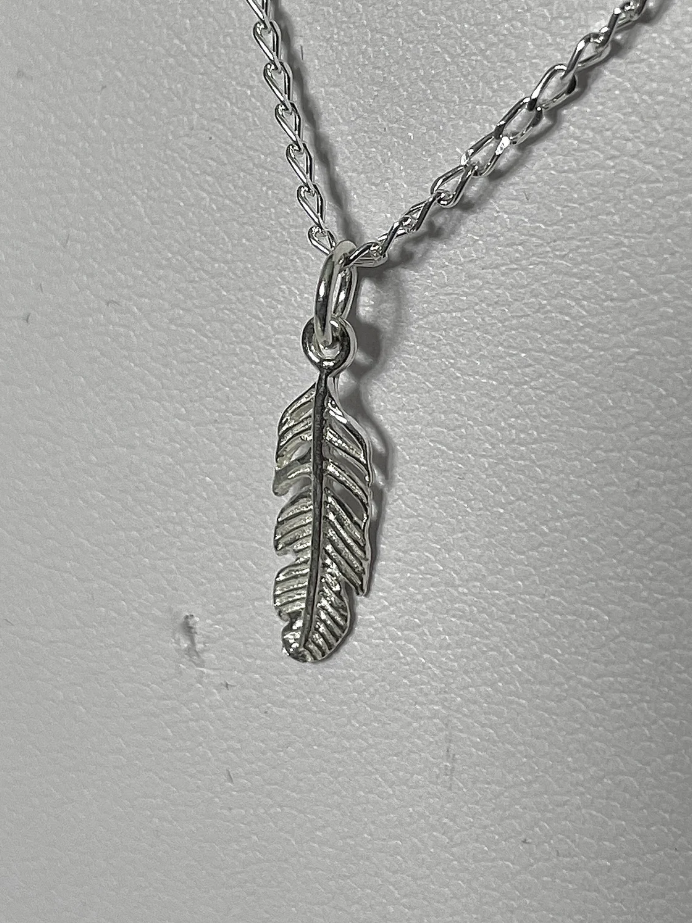 Dainty Sterling Silver Feather Charm Chain Necklace