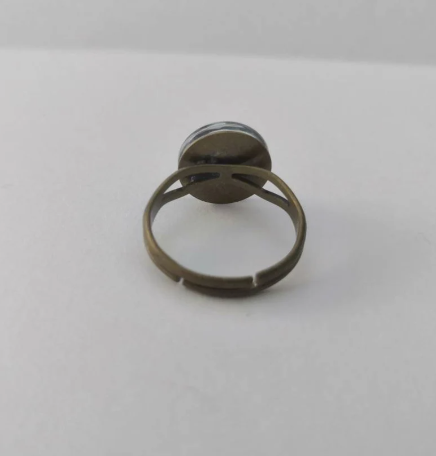 Daisy Adjustable Brass Cabochon Ring