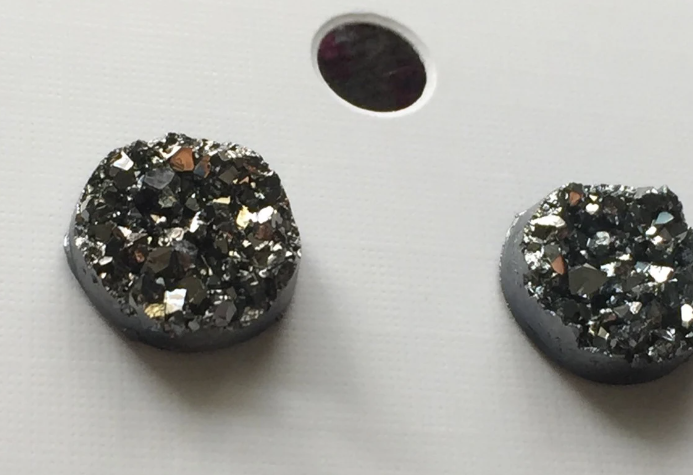Dark Silver Faux Druzy Cabochon Studs
