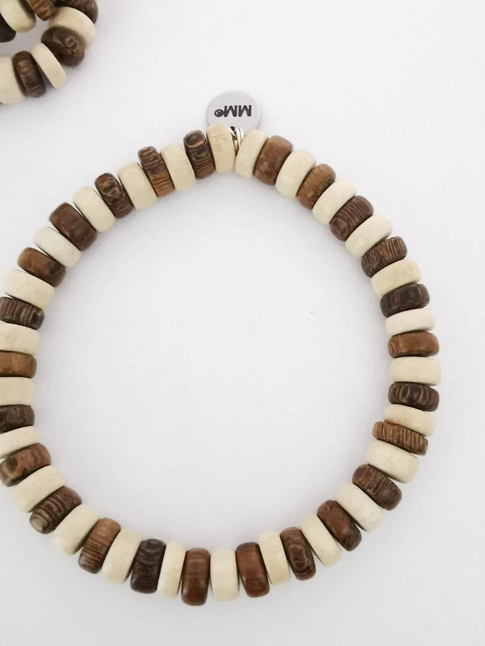 Exotic Brown and White Wood Robles Bracelet