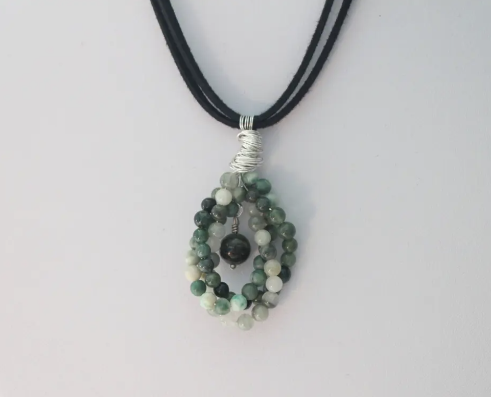 Forest Gemstones - Quartz Agate, Jade & Jasper Twist Necklace