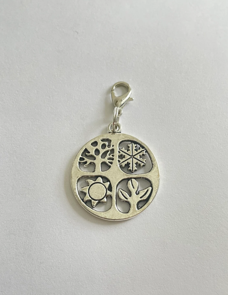Four Seasons Silver Stitch Marker | Charm Bracelet Addition | Key Ring Addition