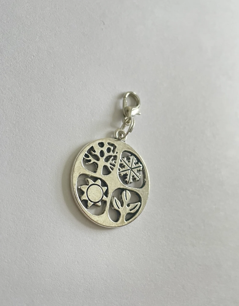 Four Seasons Silver Stitch Marker | Charm Bracelet Addition | Key Ring Addition