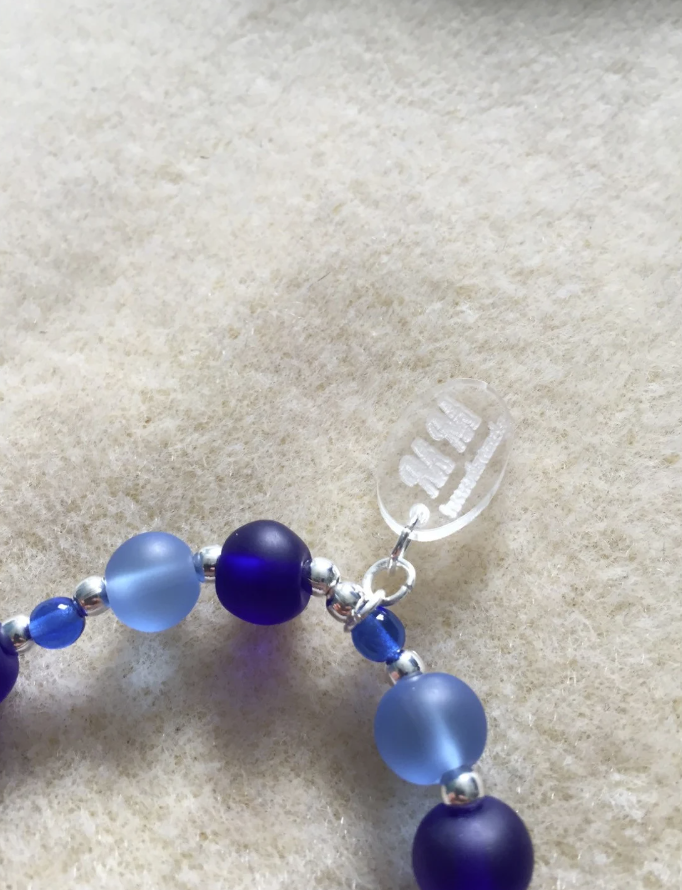 Frosted Light and Dark Blue Glass Bracelet
