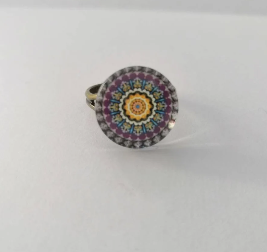Funky Purple Design Cabochon Ring