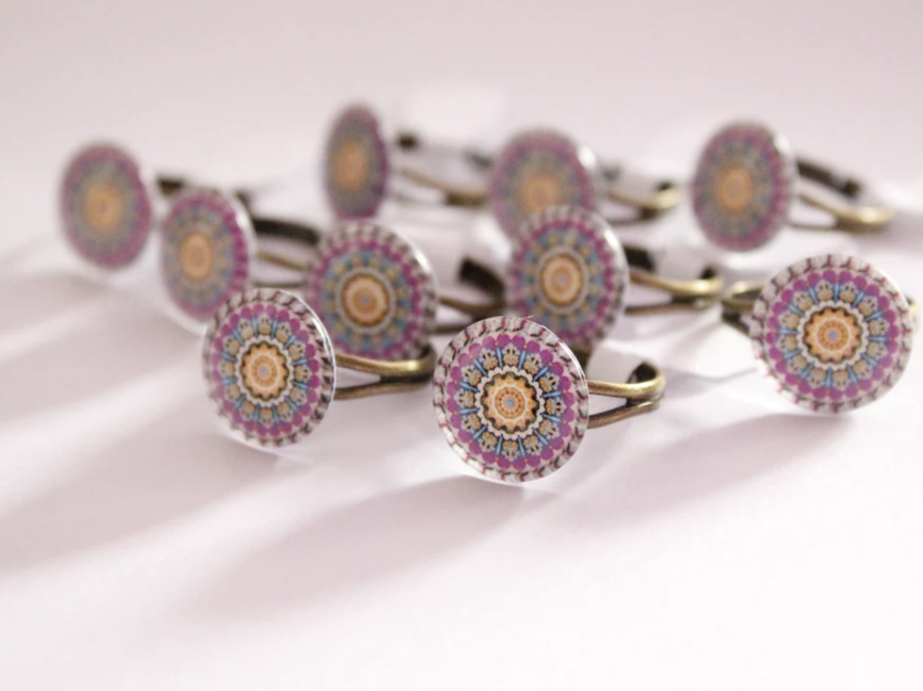 Funky Purple Design Cabochon Ring